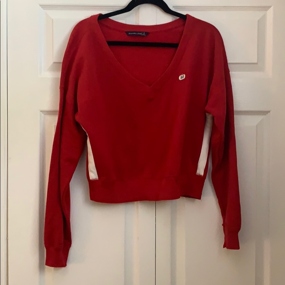 wrangler red V-neck women's pullover sweater